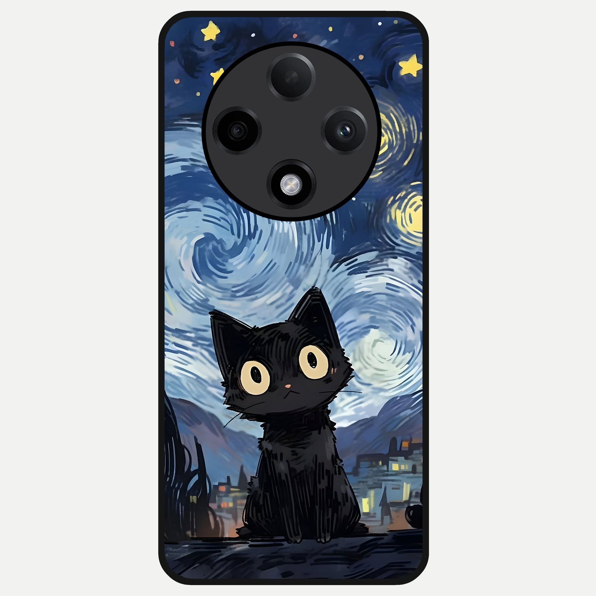  Van Gogh Cat Glass Case For Oppo F27 Pro Plus back cover – full design glossy printed glass finish