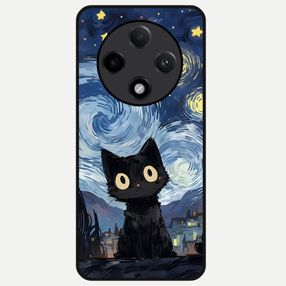  Van Gogh Cat Glass Case For Oppo F27 Pro Plus back cover – full design glossy printed glass finish