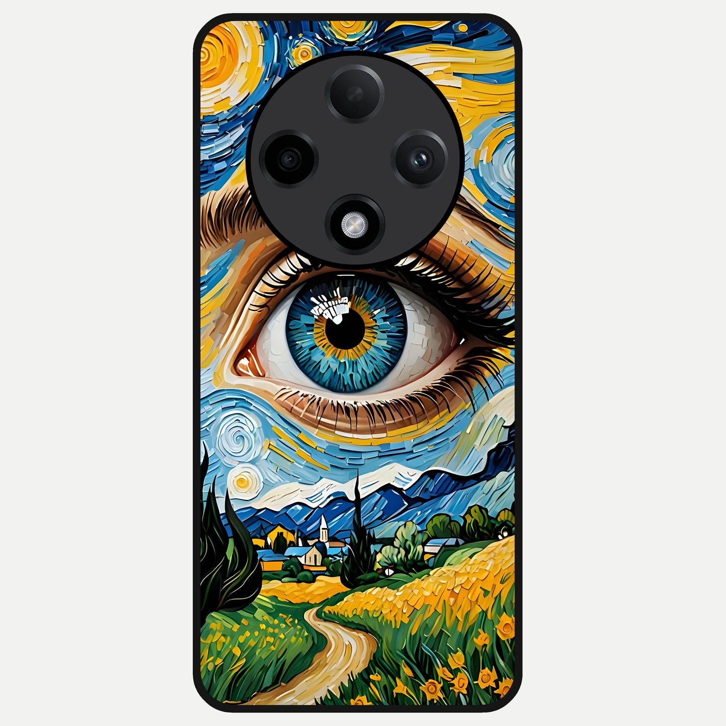  Van Gogh Eye Glass Case For Oppo F27 Pro Plus back cover – full design glossy printed glass finish