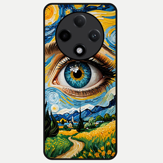  Van Gogh Eye Glass Case For Oppo F27 Pro Plus back cover – full design glossy printed glass finish