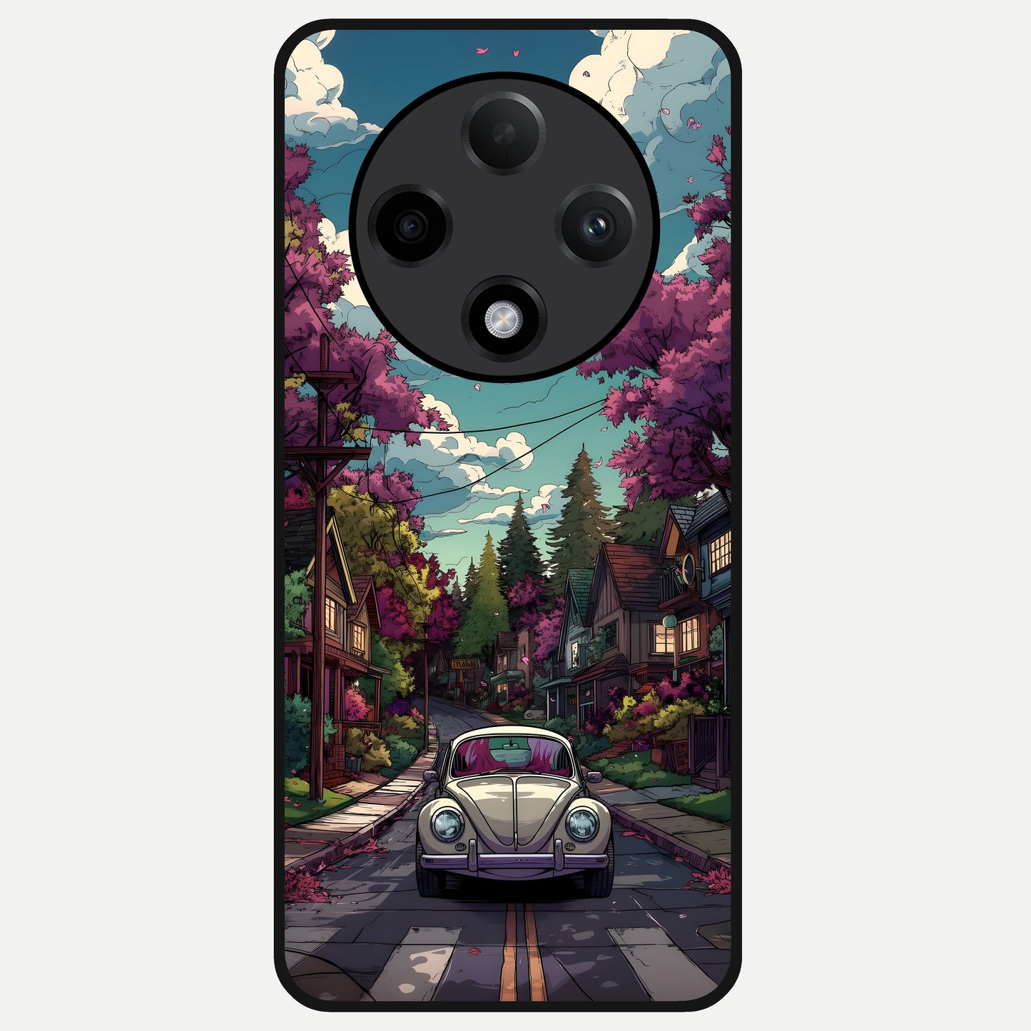  Vintage Street Drive Glass Case For Oppo F27 Pro Plus back cover – full design glossy printed glass finish