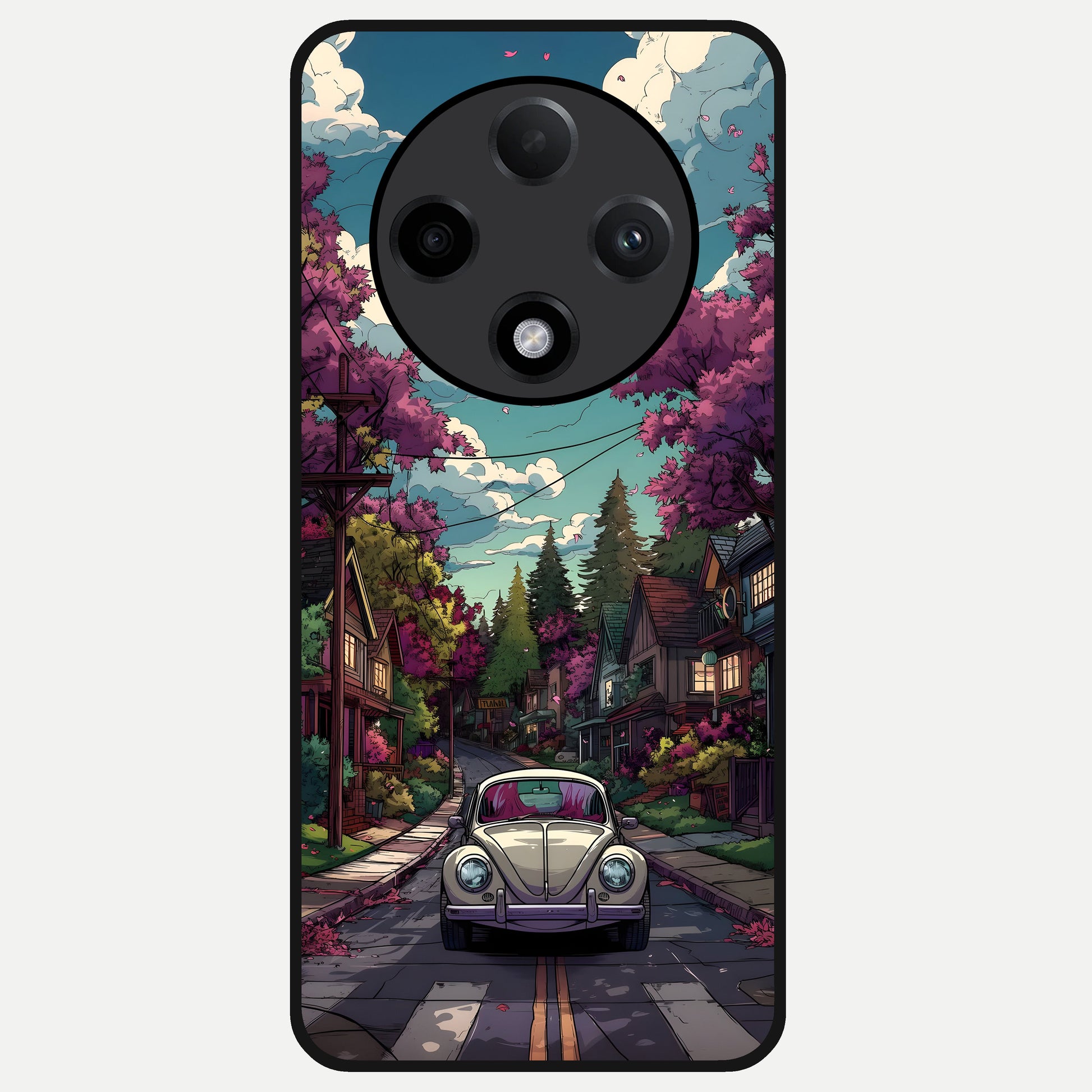  Vintage Street Drive Glass Case For Oppo F27 Pro Plus back cover – full design glossy printed glass finish
