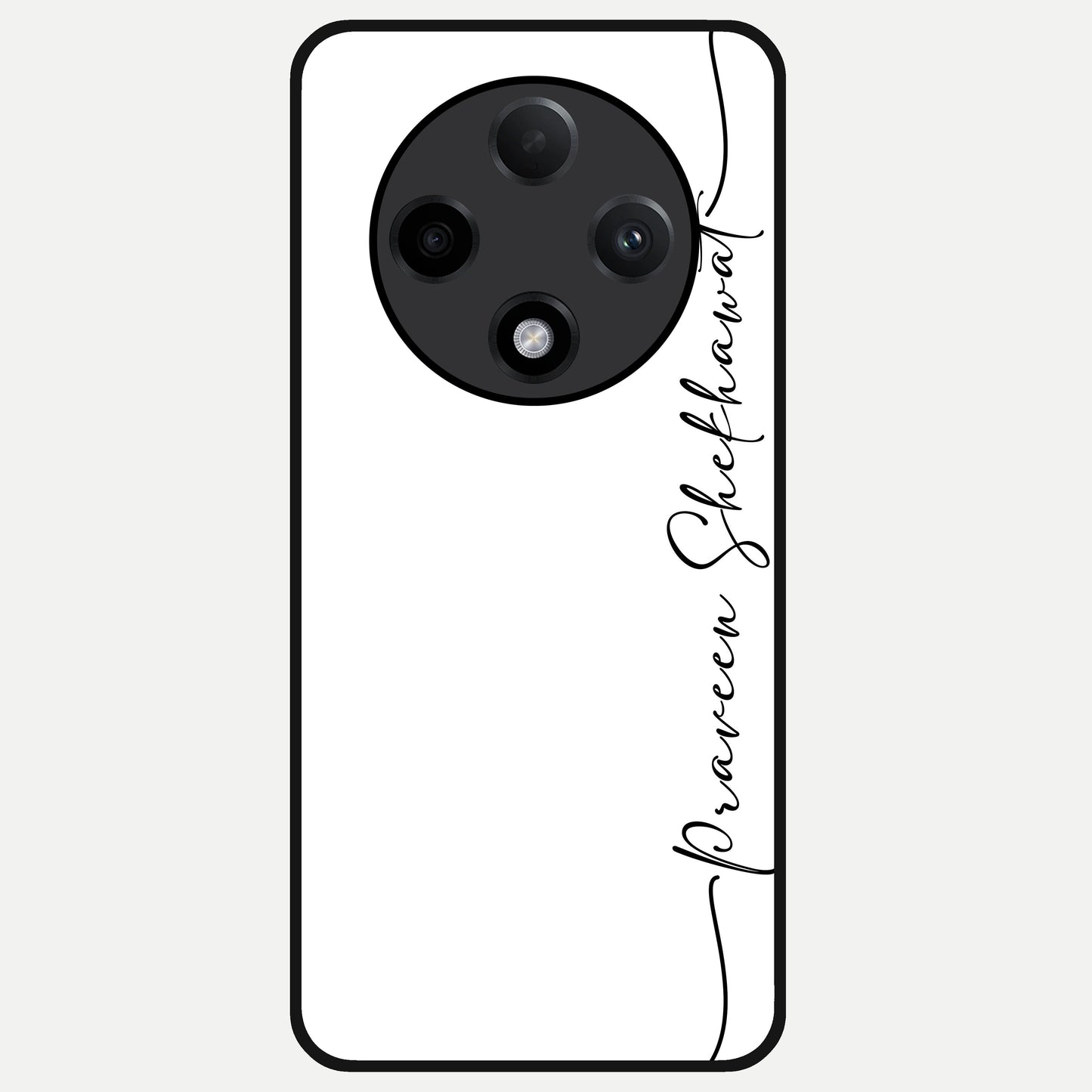  White Tune Custom Name Glass Case For Oppo F27 Pro Plus back cover – personalized glossy printed glass finish