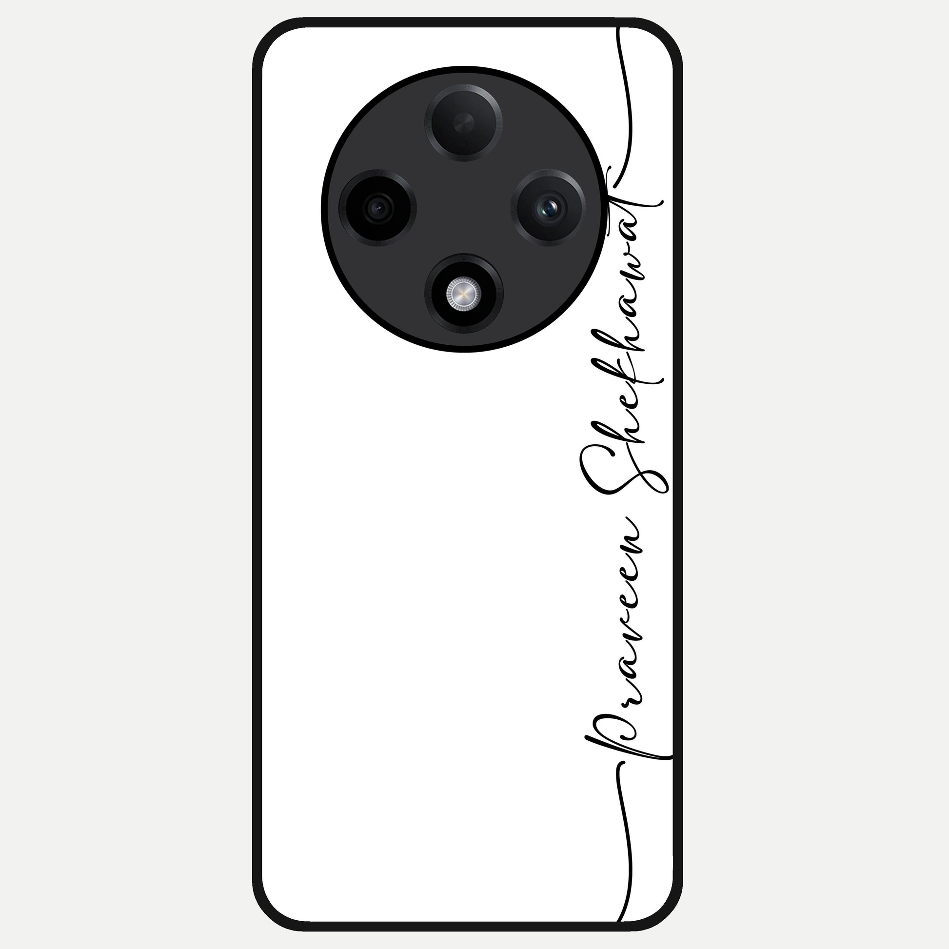  White Tune Custom Name Glass Case For Oppo F27 Pro Plus back cover – personalized glossy printed glass finish