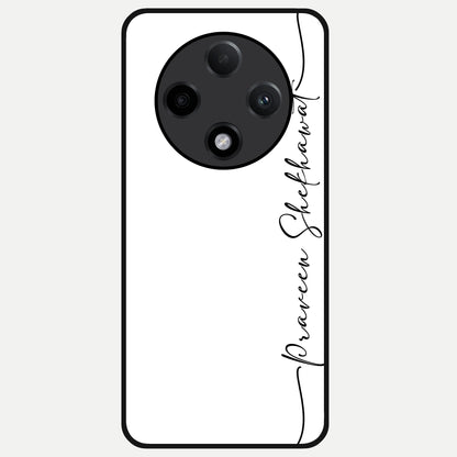  White Tune Custom Name Glass Case For Oppo F27 Pro Plus back cover – personalized glossy printed glass finish