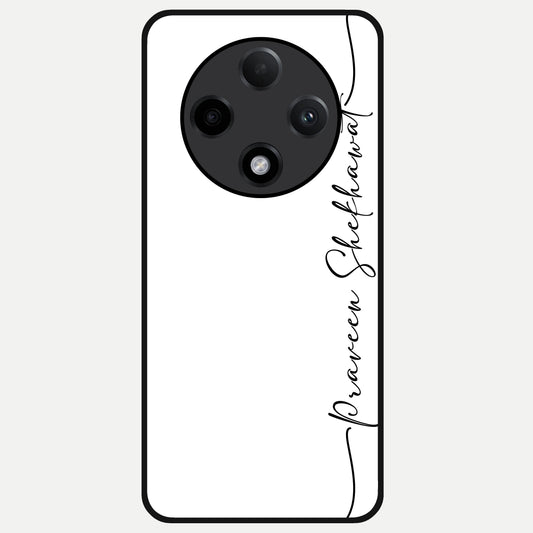  White Tune Custom Name Glass Case For Oppo F27 Pro Plus back cover – personalized glossy printed glass finish