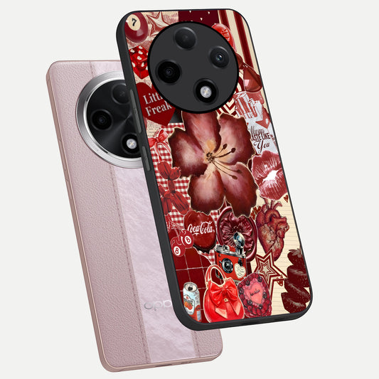  Aesthetic Little Freak phone case For Oppo F27 Pro Plus showing premium glass back cover with detailed artwork