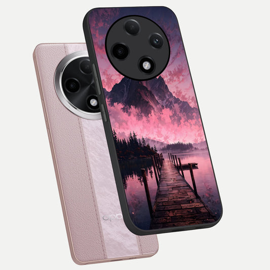  Beautiful Mountain View phone case For Oppo F27 Pro Plus showing premium glass back cover with detailed artwork