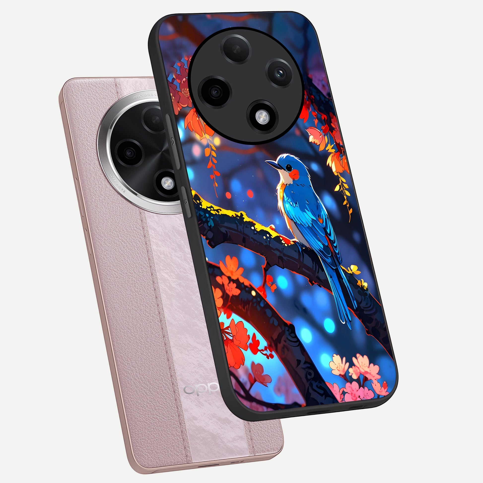  Blooming Water Drift phone case For Oppo F27 Pro Plus showing premium glass back cover with detailed artwork