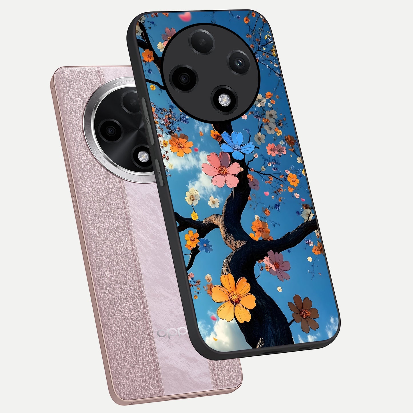  Blossom Dream Sky phone case For Oppo F27 Pro Plus showing premium glass back cover with detailed artwork
