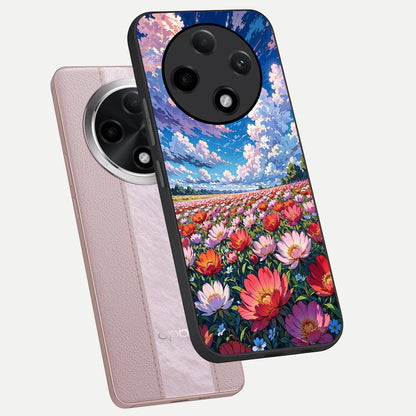  Blossom Sky Field phone case For Oppo F27 Pro Plus showing premium glass back cover with detailed artwork