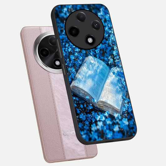  Blue Bloom Tales phone case For Oppo F27 Pro Plus showing premium glass back cover with detailed artwork