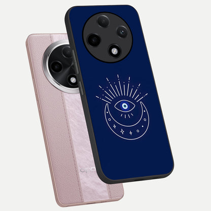  Blue Evil Eye phone case For Oppo F27 Pro Plus showing premium glass back cover with detailed artwork