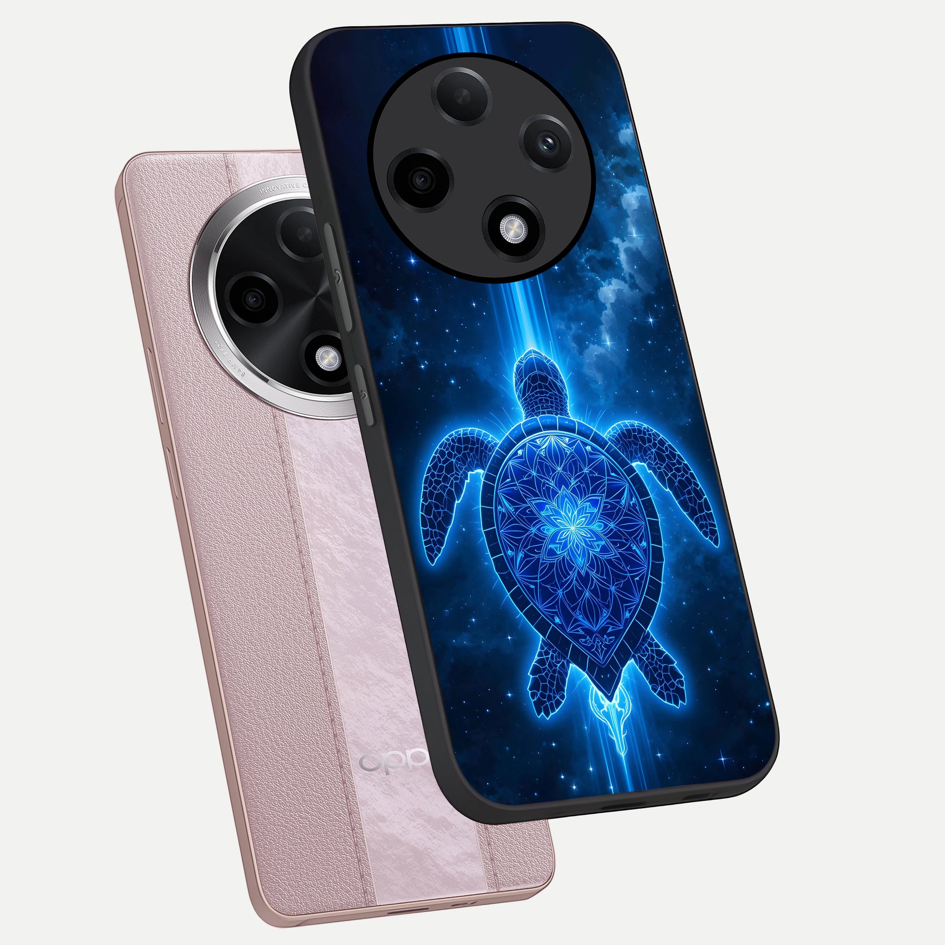  Blue Galaxy Turtle phone case For Oppo F27 Pro Plus showing premium glass back cover with detailed artwork