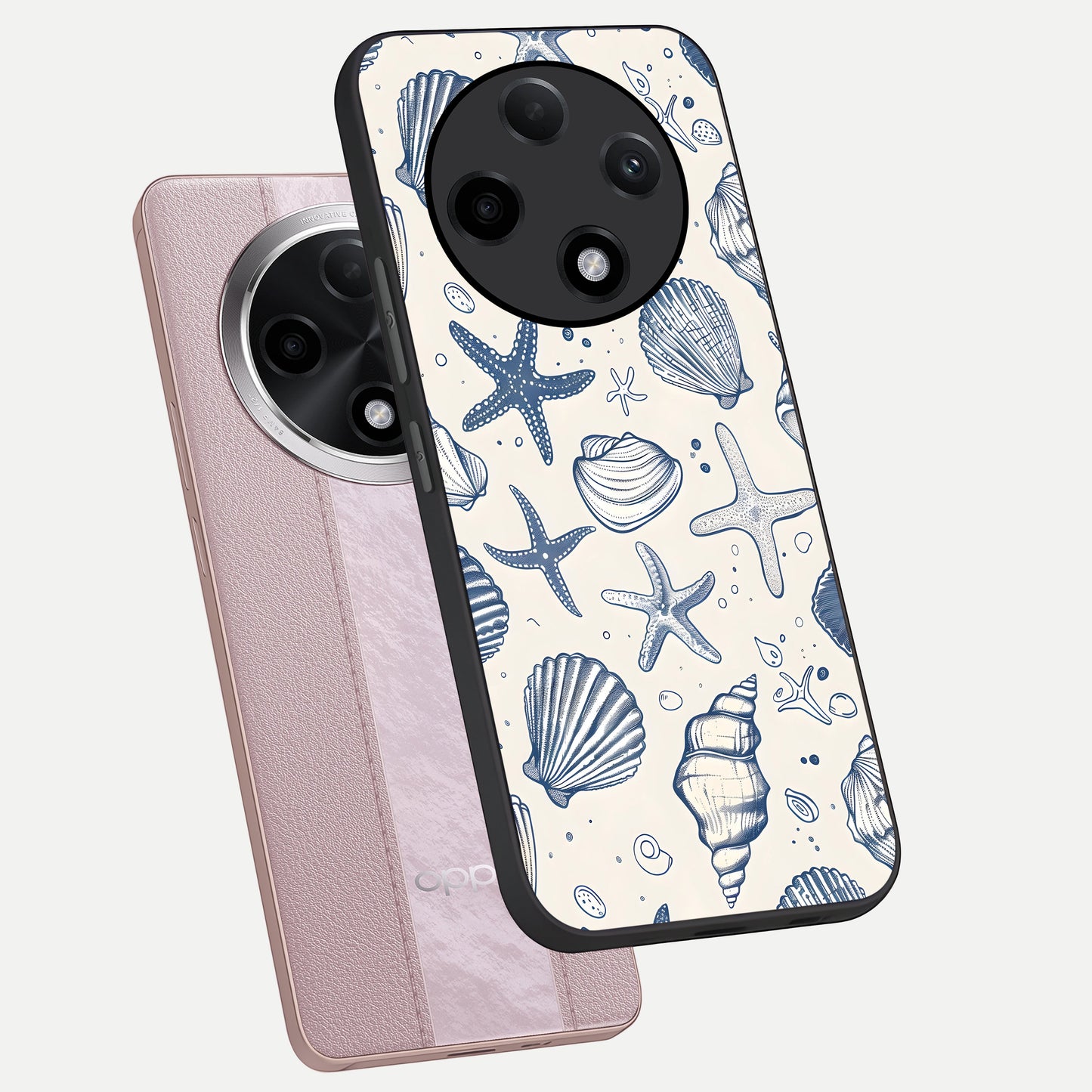  Blue Ocean Outline phone case For Oppo F27 Pro Plus showing premium glass back cover with detailed artwork