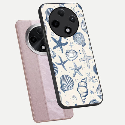  Blue Ocean Outline phone case For Oppo F27 Pro Plus showing premium glass back cover with detailed artwork