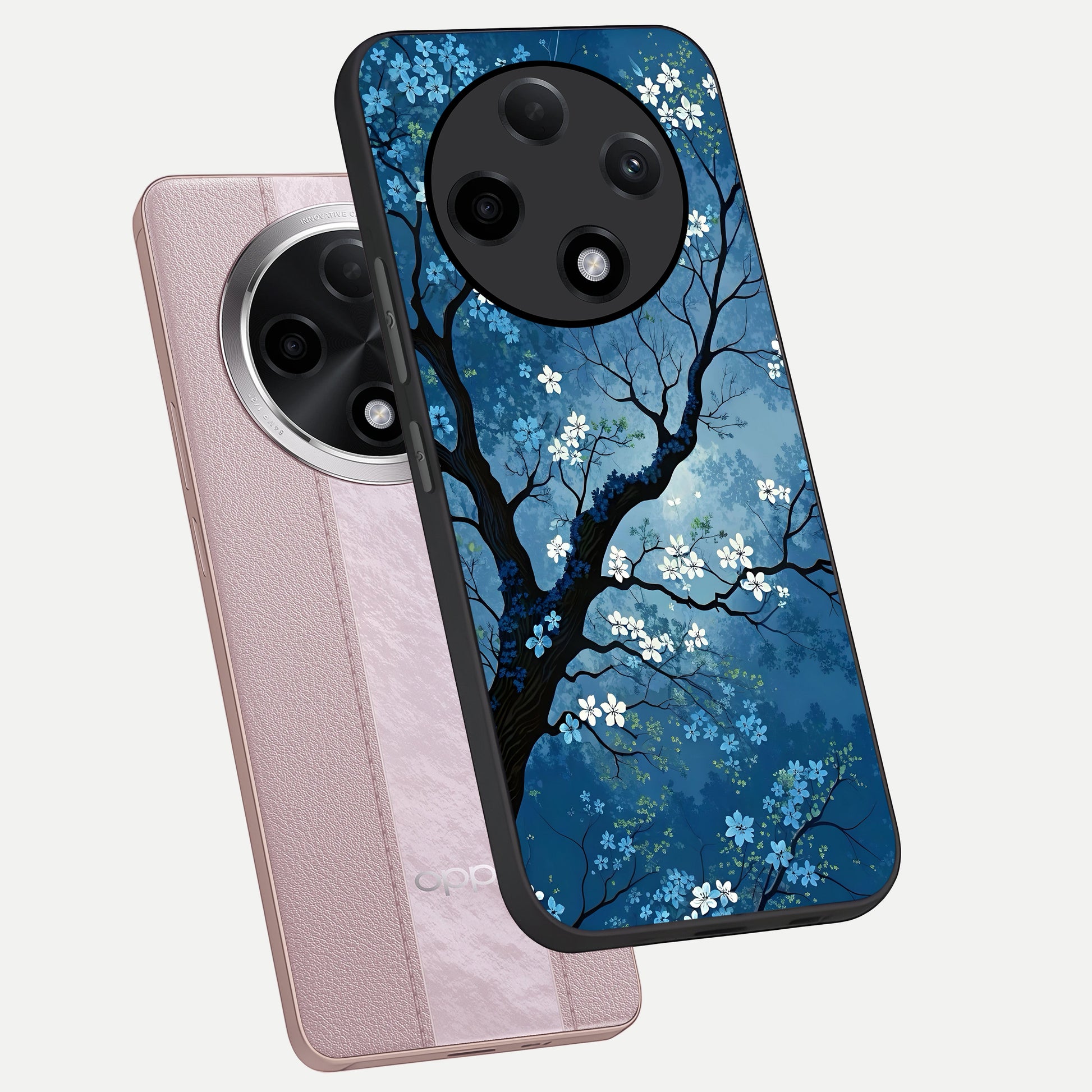  Blue Tree Serenity phone case For Oppo F27 Pro Plus showing premium glass back cover with detailed artwork