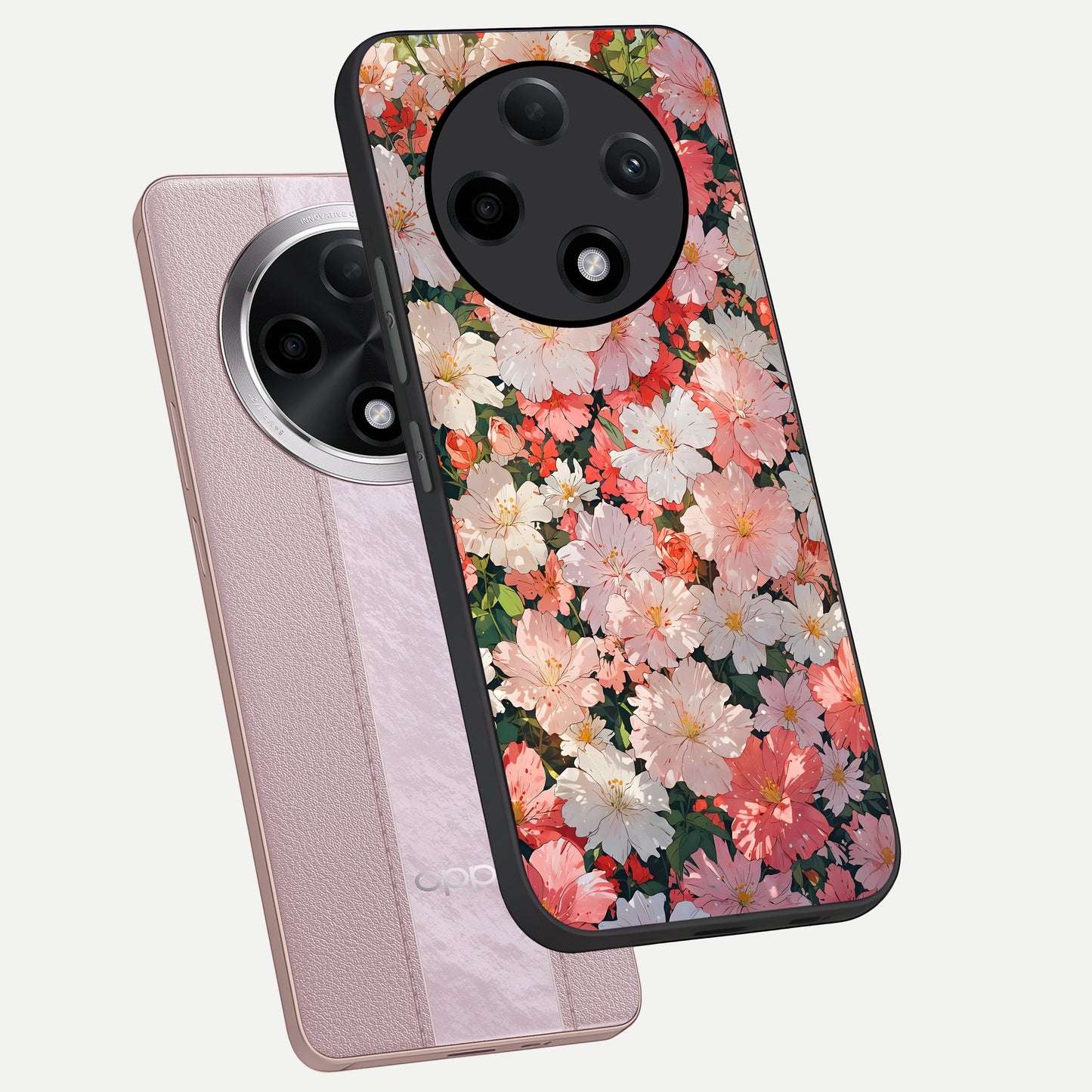  Blush Bloom Field phone case For Oppo F27 Pro Plus showing premium glass back cover with detailed artwork