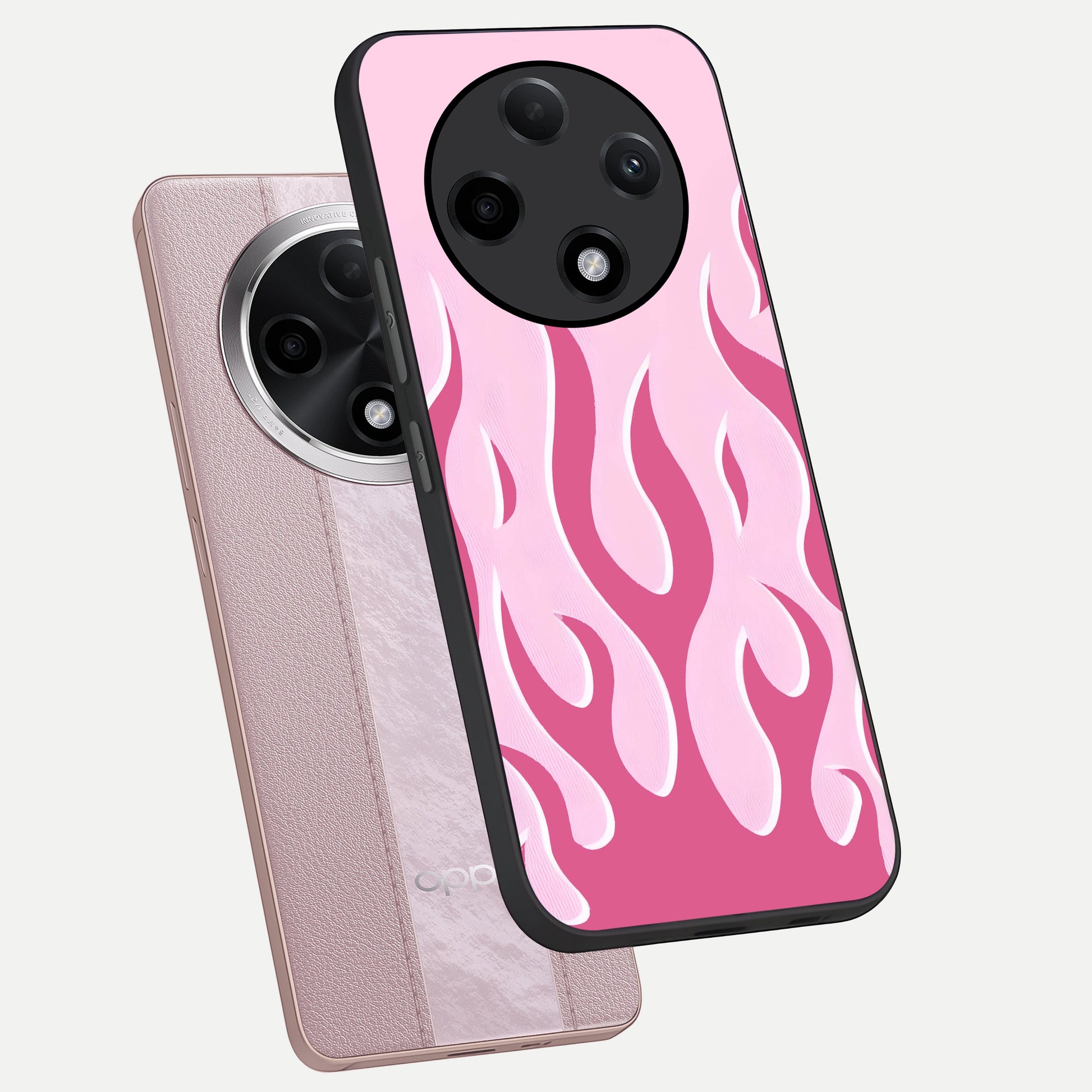  Blush Flame Energy phone case For Oppo F27 Pro Plus showing premium glass back cover with detailed artwork