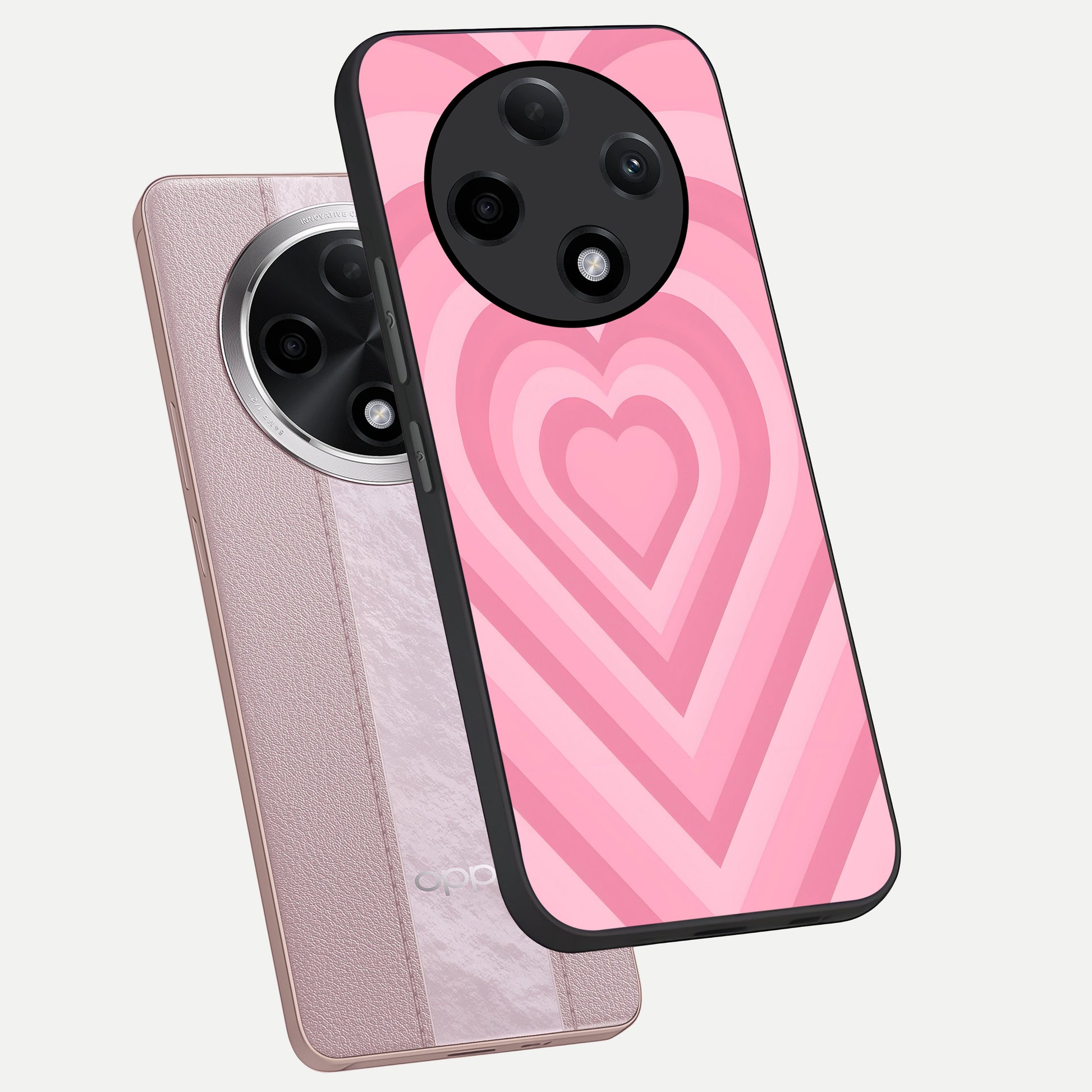  Blush Heart Waves phone case For Oppo F27 Pro Plus showing premium glass back cover with detailed artwork