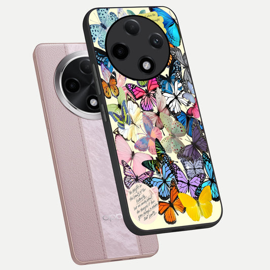  Butterflies Petal Dream phone case For Oppo F27 Pro Plus showing premium glass back cover with detailed artwork