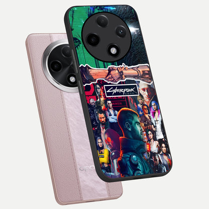  CYBERPUNK Legacy phone case For Oppo F27 Pro Plus showing premium glass back cover with detailed artwork