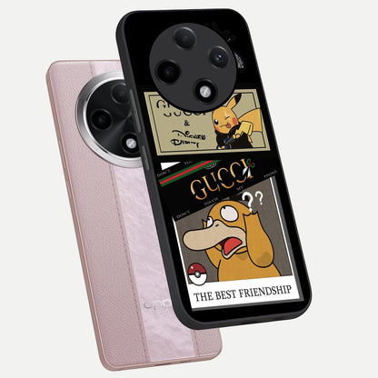  Cartoon Brand Play Mashup phone case For Oppo F27 Pro Plus showing premium glass back cover with detailed artwork