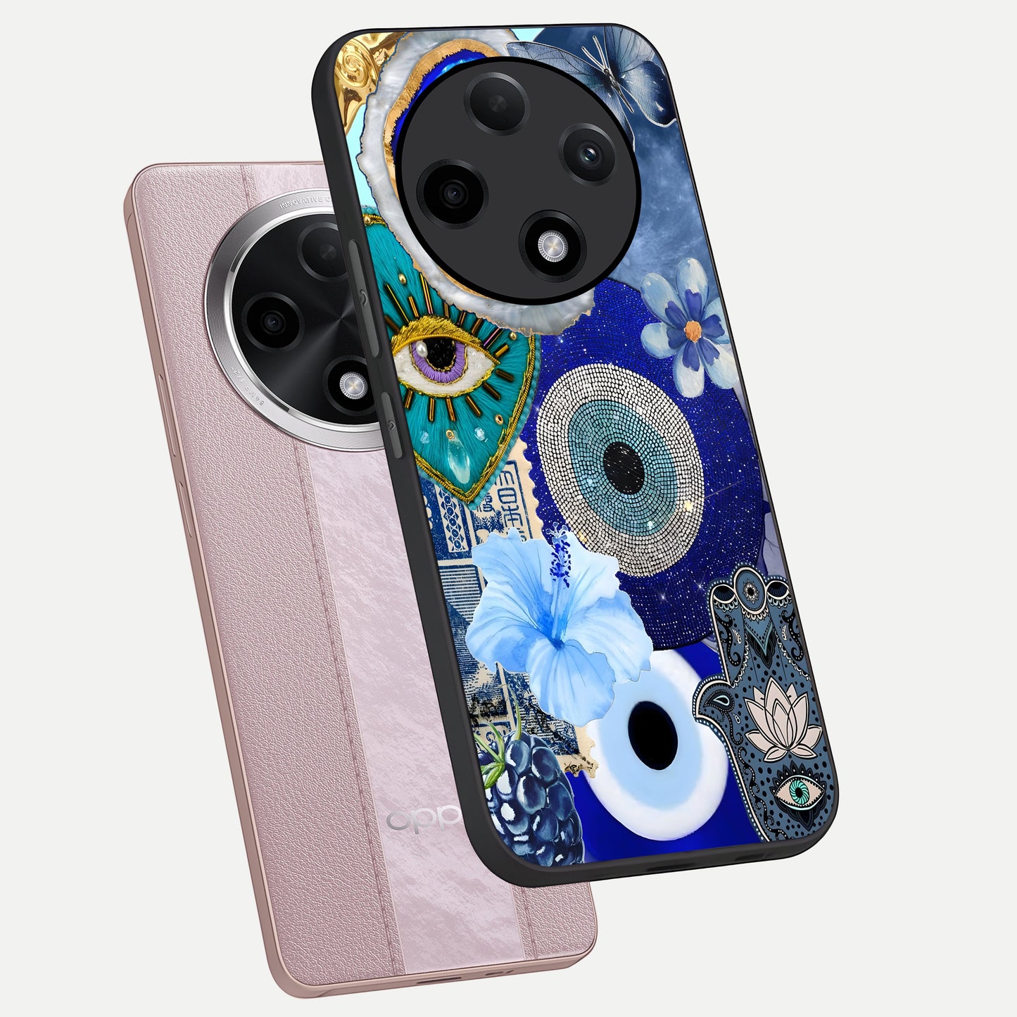  Celestial Blue Vision phone case For Oppo F27 Pro Plus showing premium glass back cover with detailed artwork