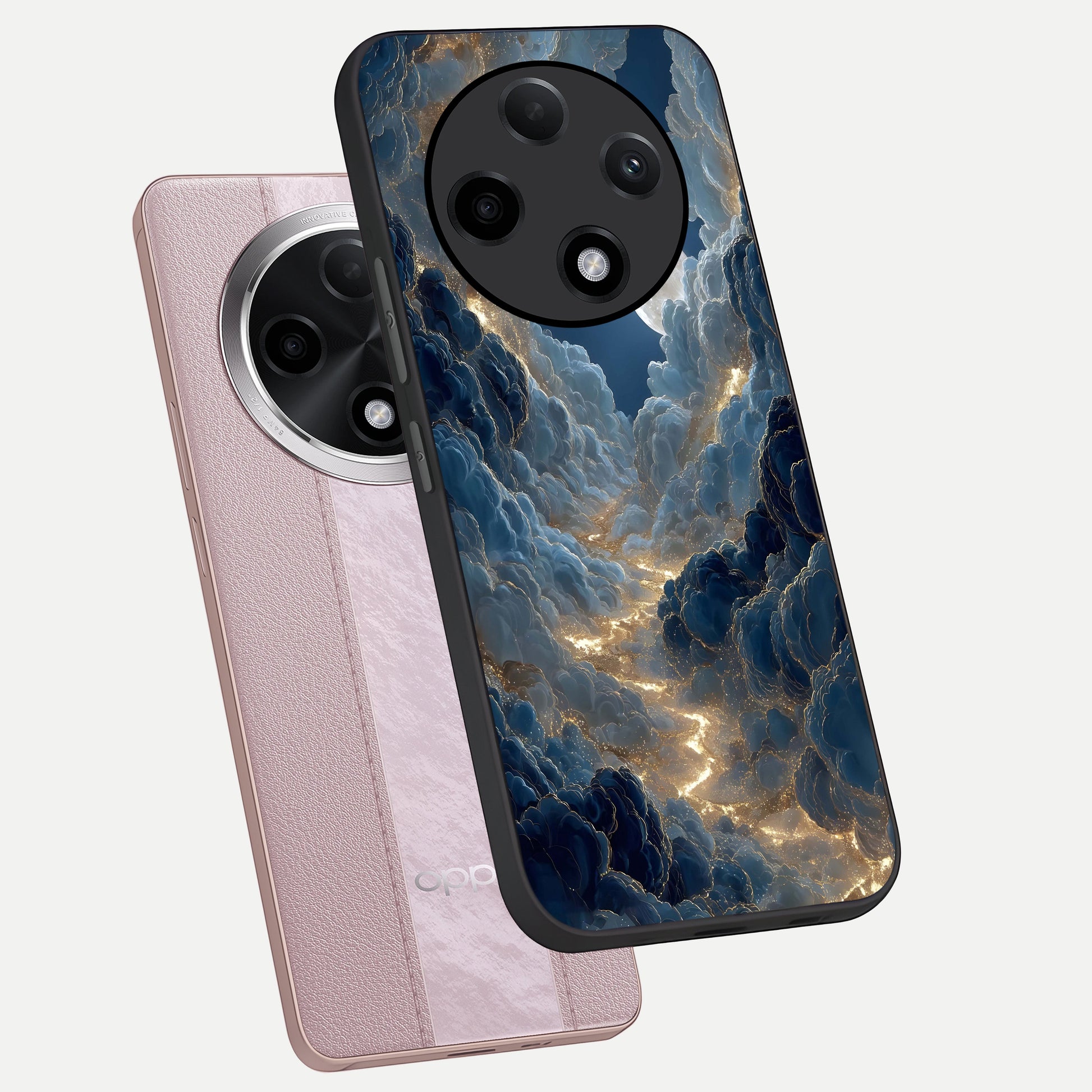  Celestial Cloud Road phone case For Oppo F27 Pro Plus showing premium glass back cover with detailed artwork