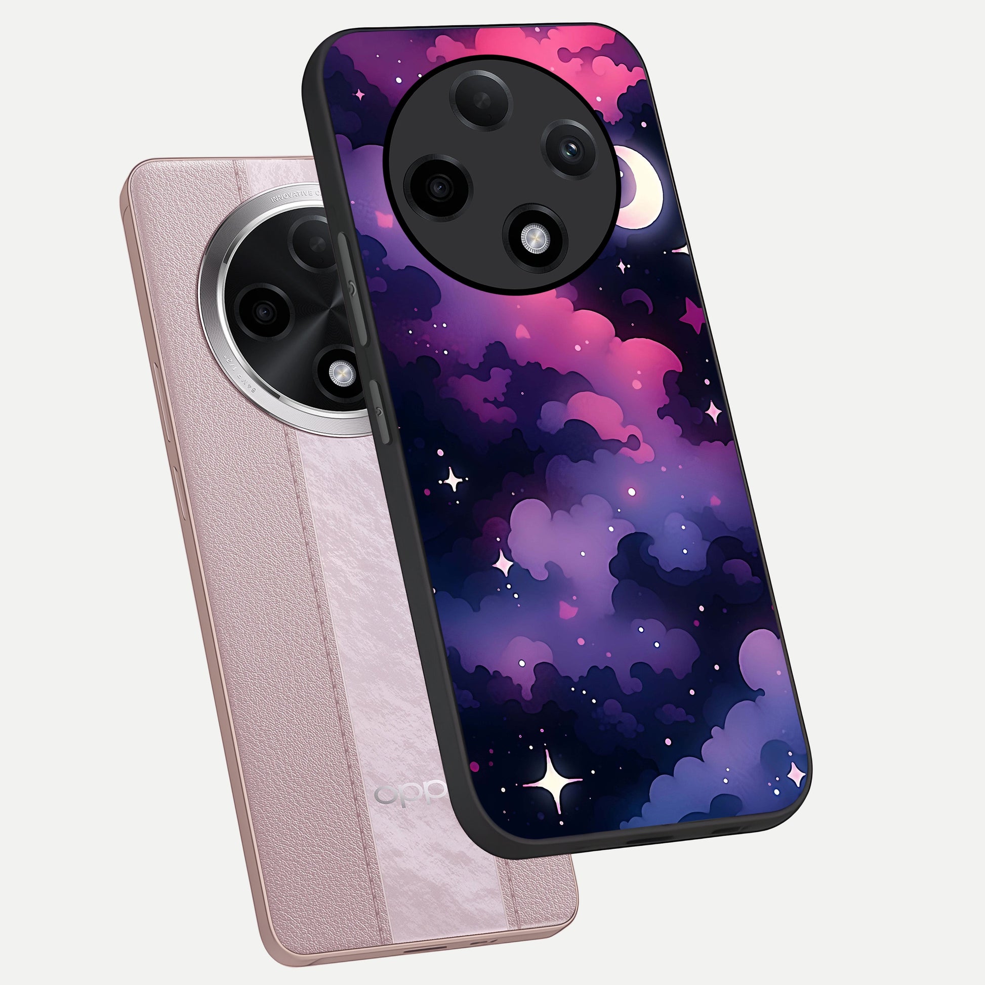  Celestial Moon Magic phone case For Oppo F27 Pro Plus showing premium glass back cover with detailed artwork