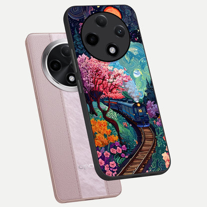  Celestial Train Journey phone case For Oppo F27 Pro Plus showing premium glass back cover with detailed artwork