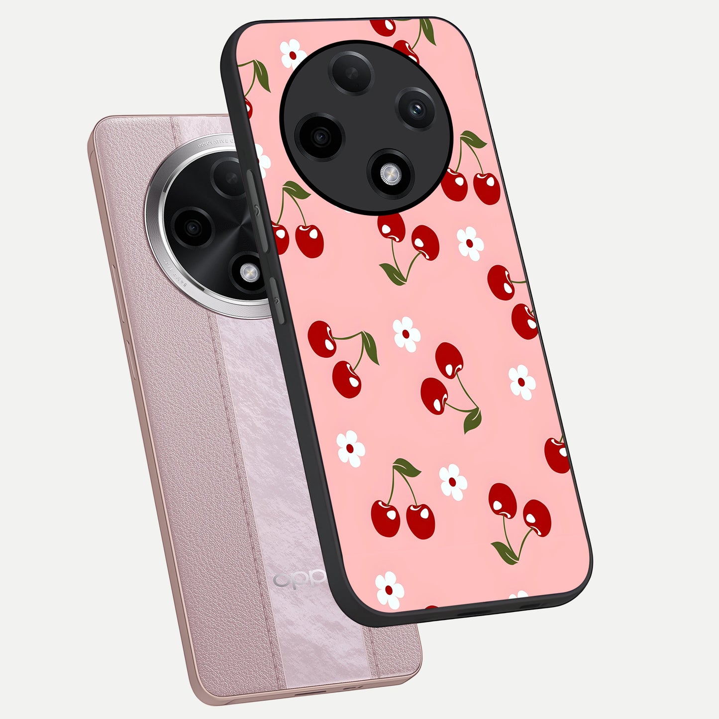  Cherry Love Mood phone case For Oppo F27 Pro Plus showing premium glass back cover with detailed artwork