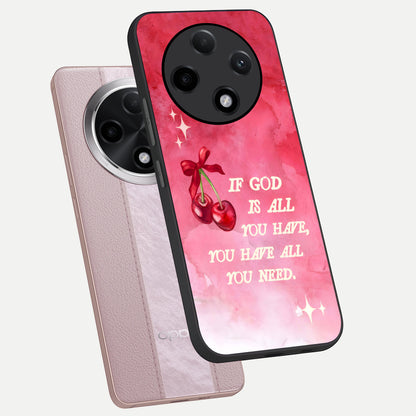  Cherry Quote phone case For Oppo F27 Pro Plus showing premium glass back cover with detailed artwork