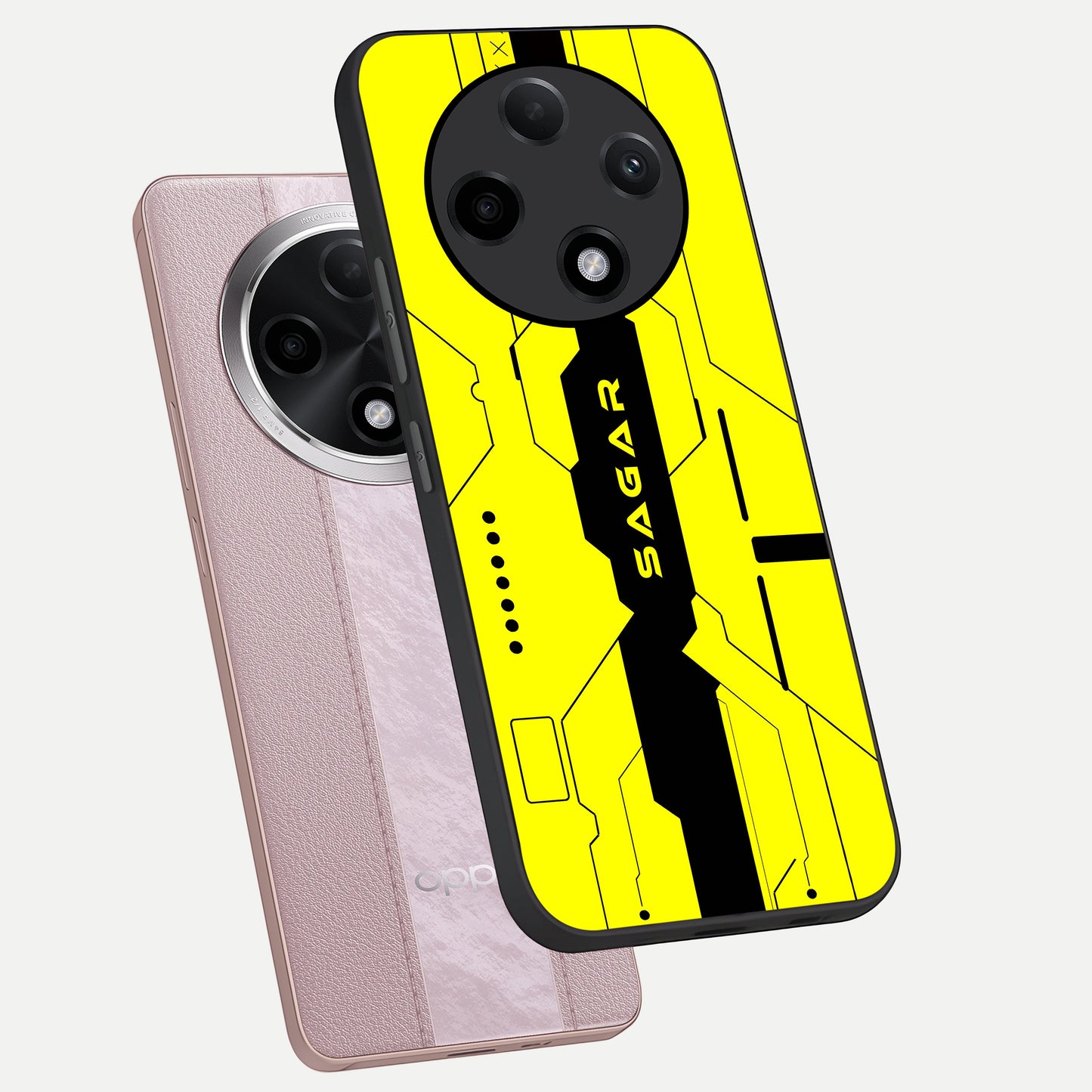  Circuit CYBERPUNK Custom Name phone case For Oppo F27 Pro Plus showing premium glass back cover with detailed artwork
