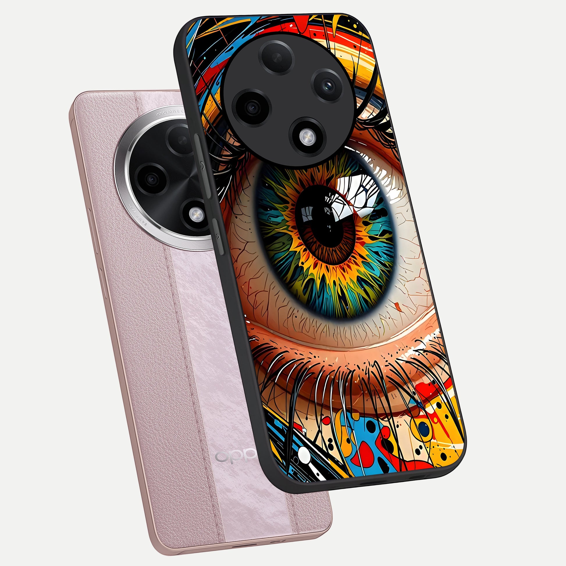  Colorful Eye phone case For Oppo F27 Pro Plus showing premium glass back cover with detailed artwork