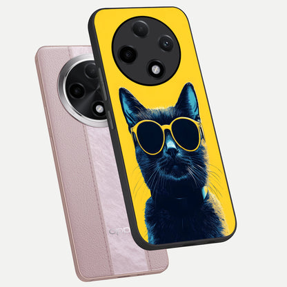  Cool Cat Vibes phone case For Oppo F27 Pro Plus showing premium glass back cover with detailed artwork