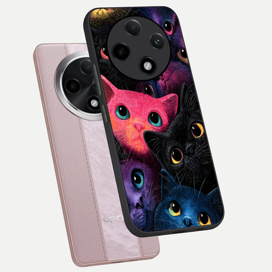  Cosmic Cats Dreams phone case For Oppo F27 Pro Plus showing premium glass back cover with detailed artwork