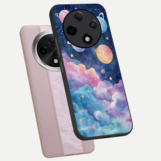  Cosmic Planet Dreams phone case For Oppo F27 Pro Plus showing premium glass back cover with detailed artwork