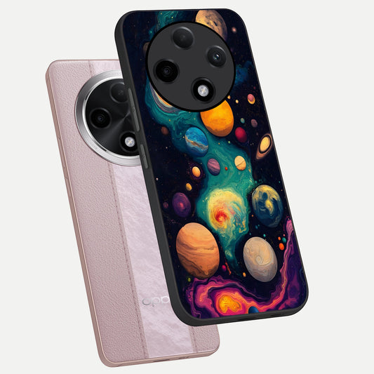  Cosmic Planet Journey phone case For Oppo F27 Pro Plus showing premium glass back cover with detailed artwork