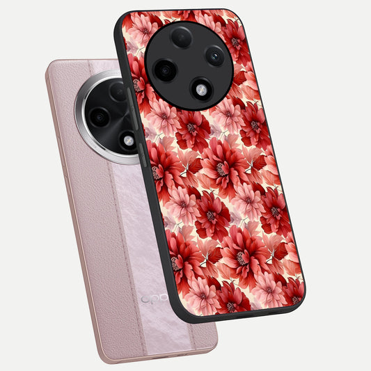  Crimson Love Petals phone case For Oppo F27 Pro Plus showing premium glass back cover with detailed artwork