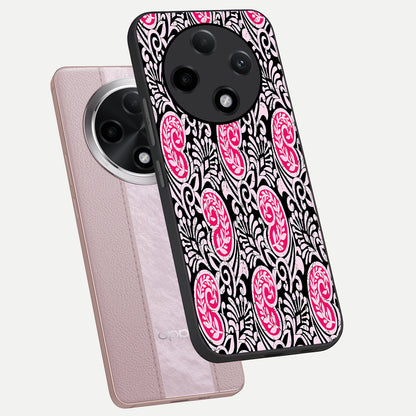  Crimson Paisley Charm phone case For Oppo F27 Pro Plus showing premium glass back cover with detailed artwork