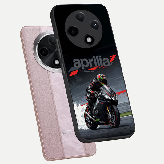  Dark Aprilla phone case For Oppo F27 Pro Plus showing premium glass back cover with detailed artwork