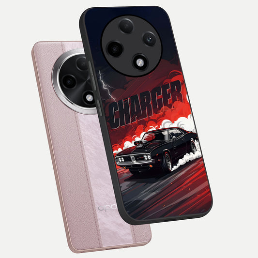  Dark Charger Fury phone case For Oppo F27 Pro Plus showing premium glass back cover with detailed artwork