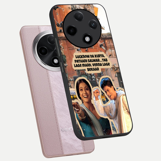  Desi Retro Vibes phone case For Oppo F27 Pro Plus showing premium glass back cover with detailed artwork