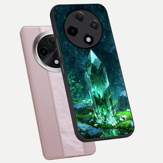 Emerald Light Crystal phone case For Oppo F27 Pro Plus showing premium glass back cover with detailed artwork
