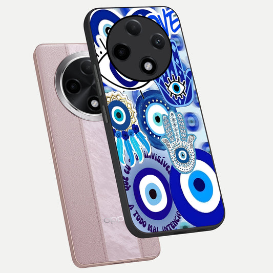  Evil Eyes Dream phone case For Oppo F27 Pro Plus showing premium glass back cover with detailed artwork