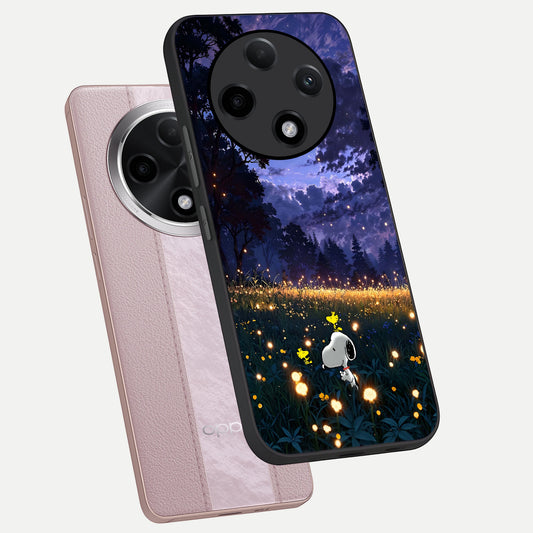  Firefly Meadow Magic phone case For Oppo F27 Pro Plus showing premium glass back cover with detailed artwork