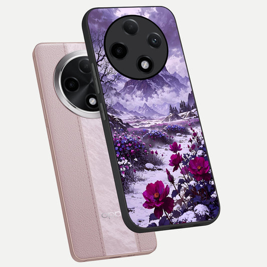  Flower Mountain View phone case For Oppo F27 Pro Plus showing premium glass back cover with detailed artwork