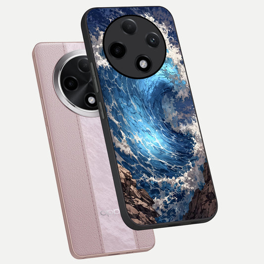  Giant Ocean Wave phone case For Oppo F27 Pro Plus showing premium glass back cover with detailed artwork