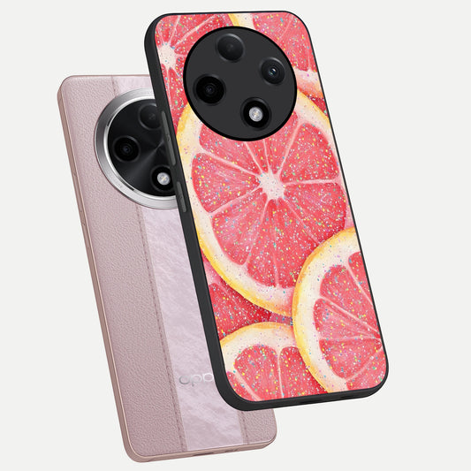  Glitter Grapefruit phone case For Oppo F27 Pro Plus showing premium glass back cover with detailed artwork